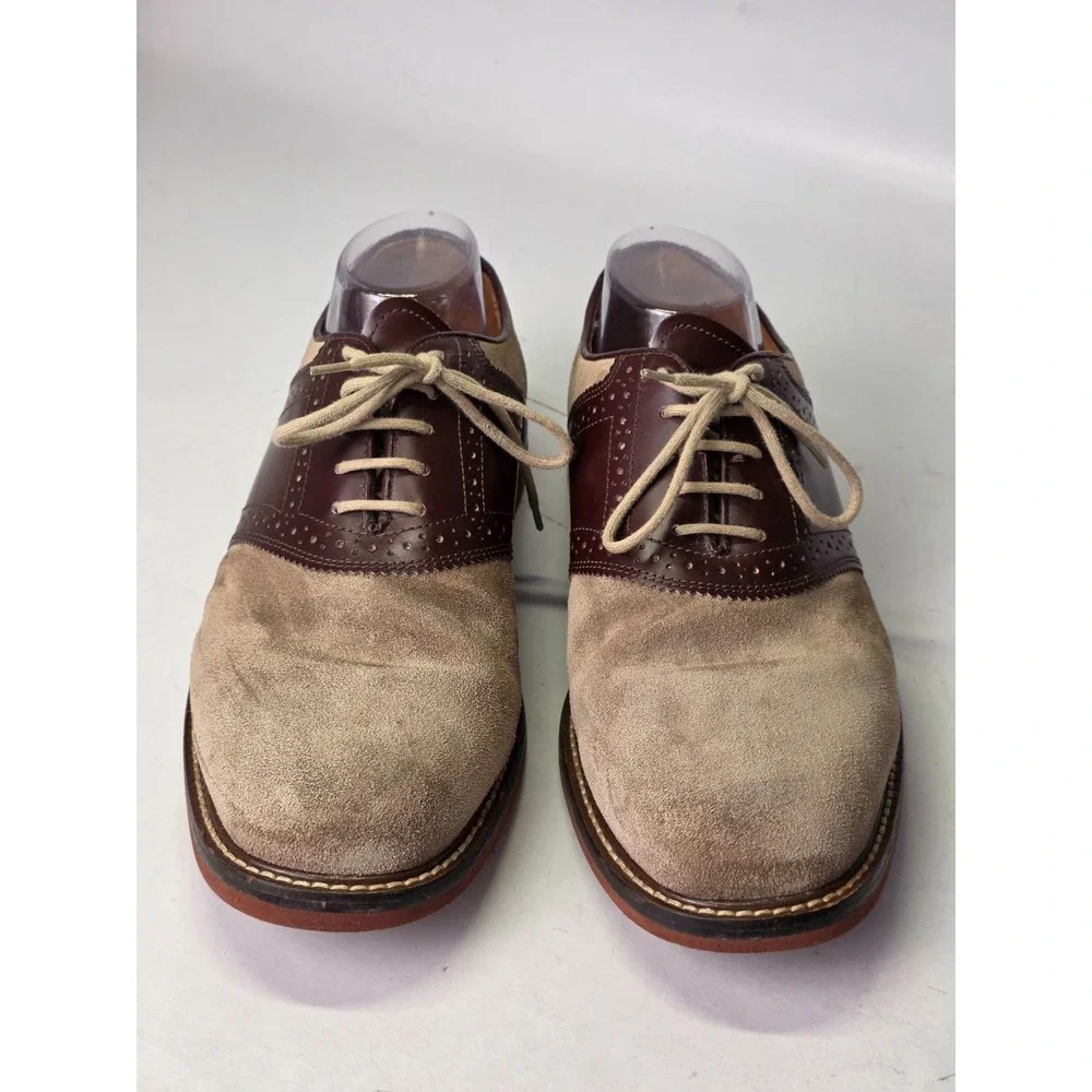 Nordstrom‎ Saddle Men's Dress Shoes Size 9.5 W Beige Tan Suede Leather